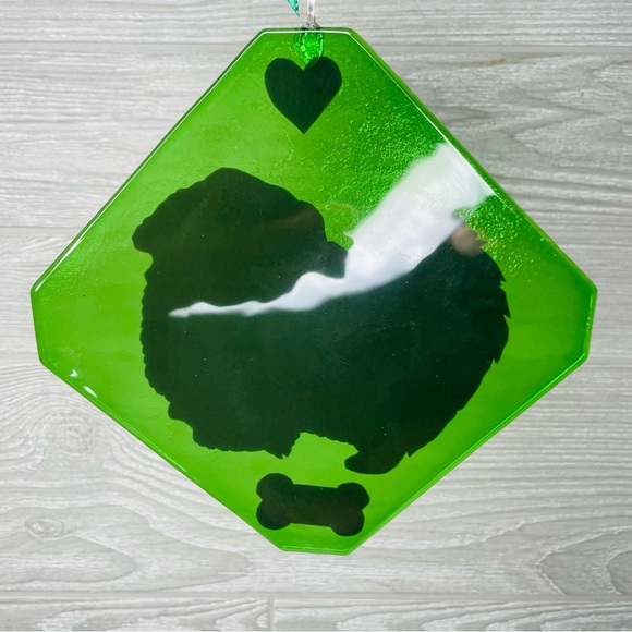 Stained glass sun catcher shih tzu dog coaster decoration orniment art handmade - Picture 3 of 5